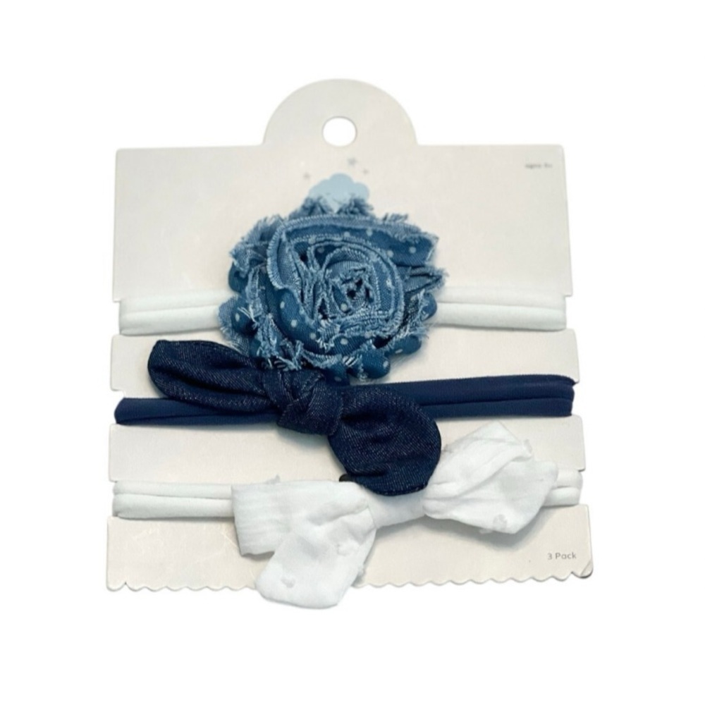 💫 $5/Add On💫 NWT Blue and White Cloud Island Infant Baby Girl Headband Set